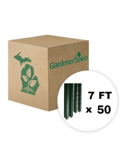 PACK OF 50 - Gardener Select Green Steel Stake 7 ft - Thick 20mm (3/4") Diameter