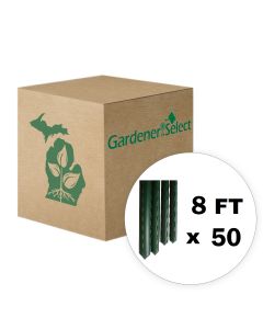 PACK OF 50 - Gardener Select Green Steel Stake 8 ft (EACH) - Thick 20mm (3/4") Diameter Stakes - FREE SHIPPING