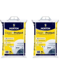 TWO PACK - Morton Clean and Protect Water Softener Pellets 40 lb Yellow Bags - Free Shipping