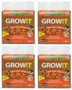 FOUR PACK - GROW!T Organic Coco Coir Chips Block - Expands to 2 cu ft - Just add water