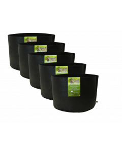 PACK OF 5 - Smart Pot 15Gal Black 18in x 14.5in - MADE IN USA, BPA FREE, LEAD FREE, PHTHALATE FREE Fabric Pot
