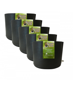 PACK OF 5 - Smart Pot 5Gal Black 12in x 10.5in  MULTI-PACK - MADE IN USA, BPA FREE, LEAD FREE, PHTHALATE FREE Fabric Pot