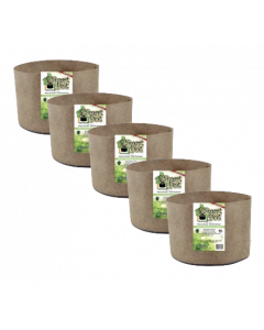 PACK OF 5 - Smart Pot 1Gal NATURAL 7in x 6in - MADE IN USA, BPA FREE, LEAD FREE, PHTHALATE FREE Fabric Pot