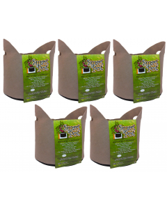 PACK OF 5 - Smart Pot 5Gal NATURAL WITH HANDLES - MADE IN USA, BPA FREE, LEAD FREE, PHTHALATE FREE Fabric Pot