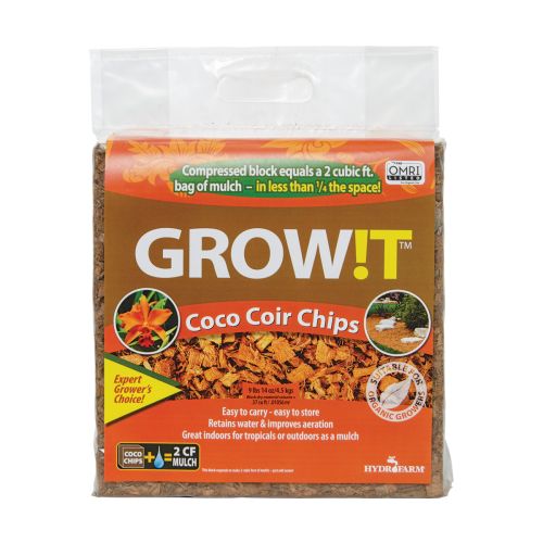GROW!T Organic Coco Coir Chips Block - Expands to 2 cu ft - Just add water